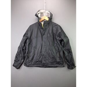 Rugged Exposure Rain Jacket Hooded Windbreaker XS Black Lime Green Ripstop Shell